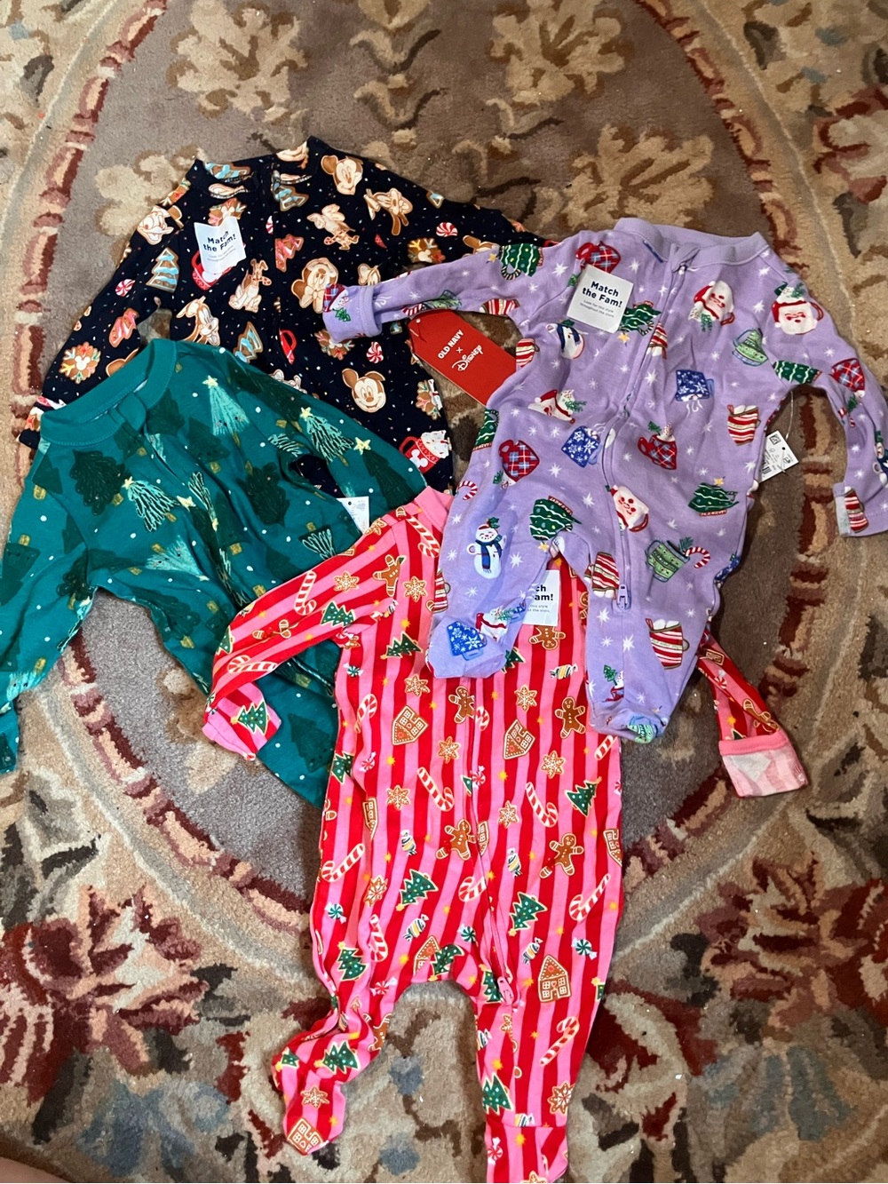NWT Old Navy Baby Footed Pajamas Newborn Christmas Disney set